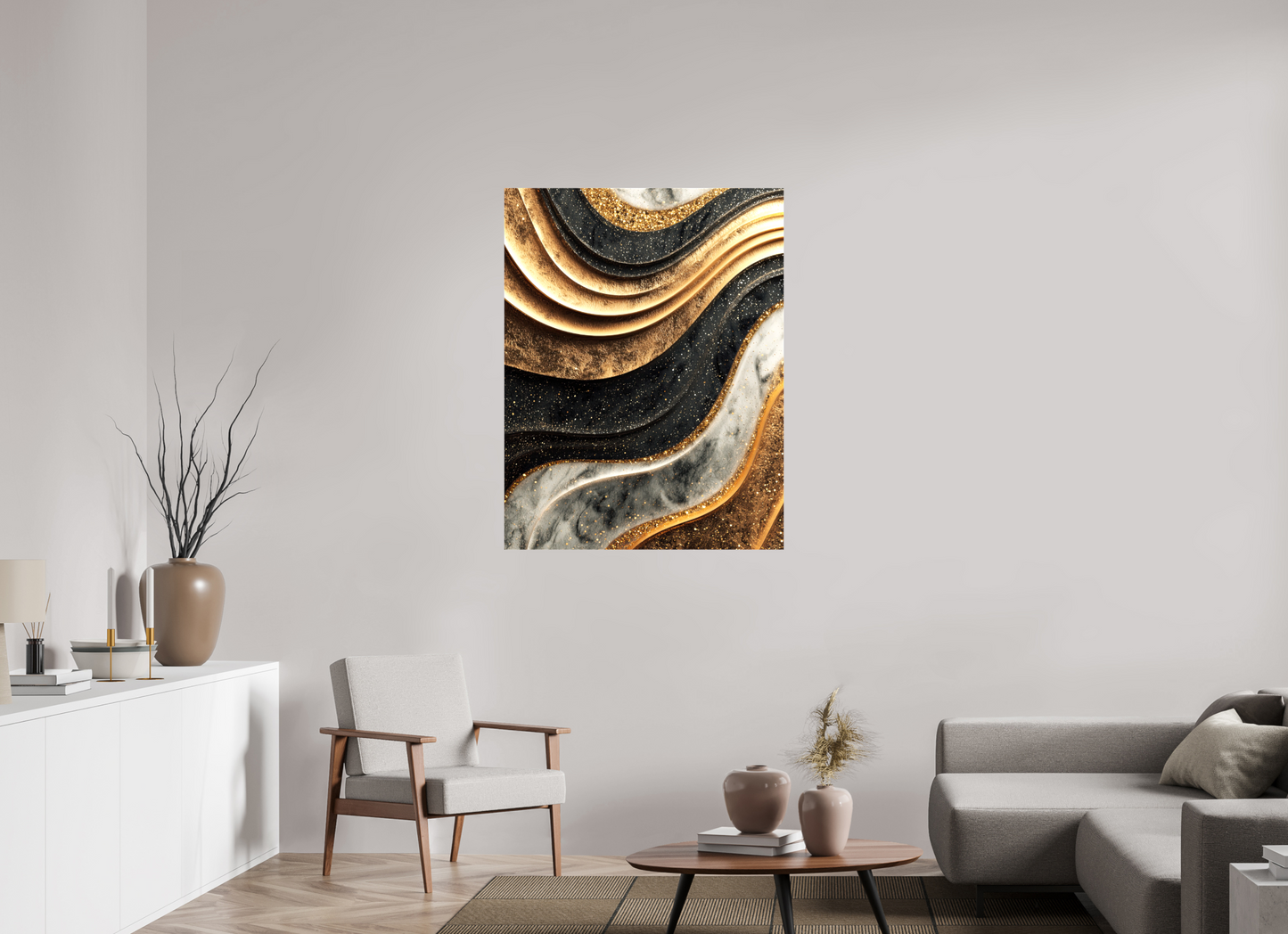 35 x 45.4″, Glossy Canvas Gold Marble Swirl