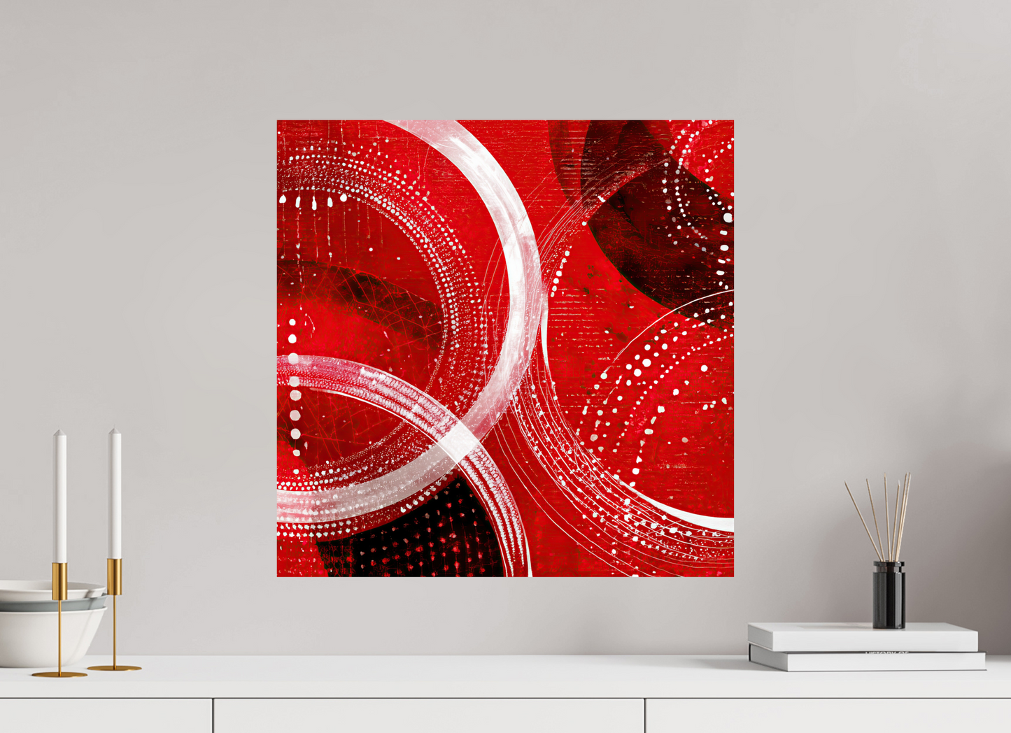 20 x 20″, Fine Art Print On Aluminum Dibond Red & White