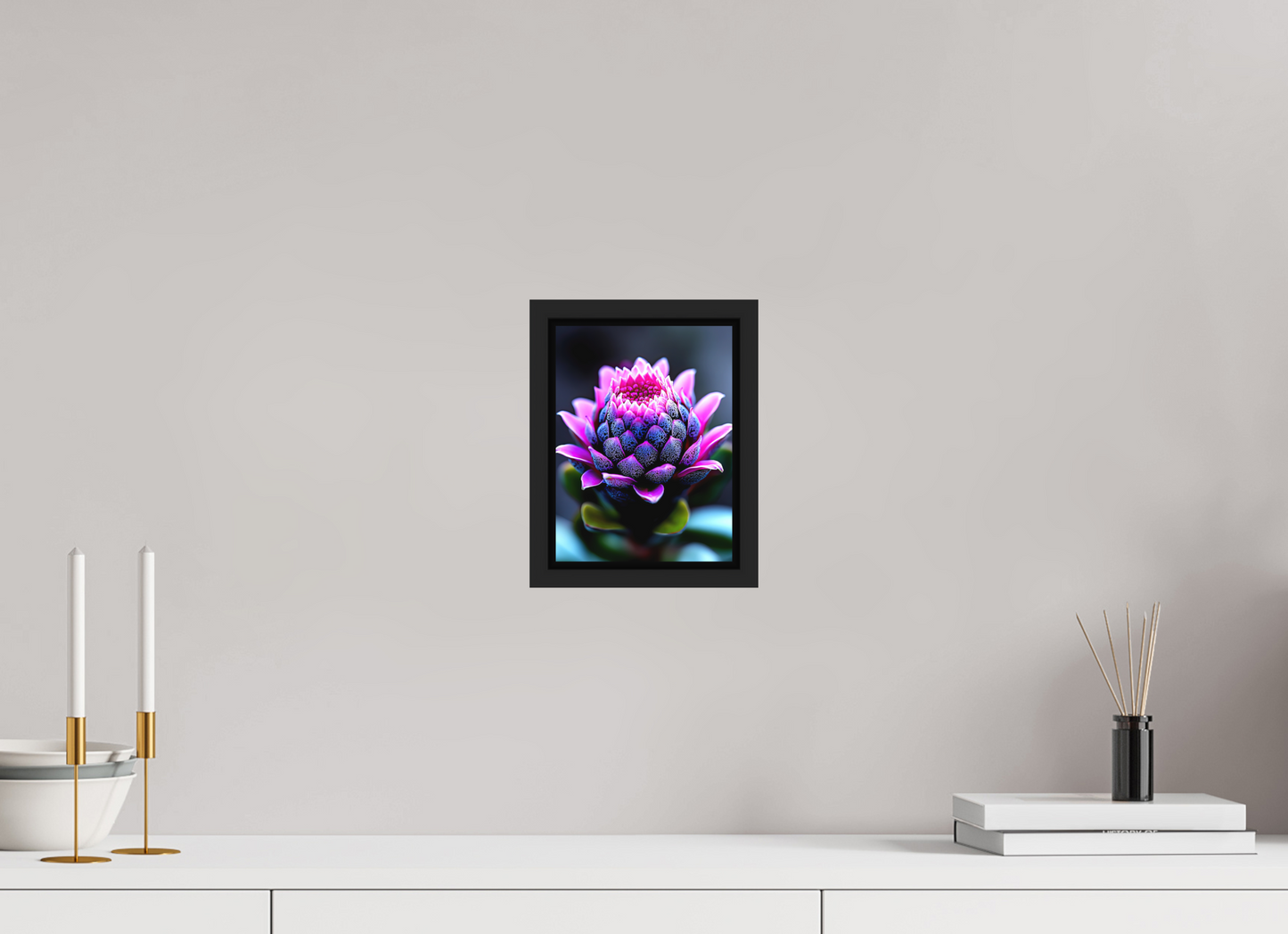 6 x 8″, Photo Print on Aluminum Backing with boarder Pink Bud Flower