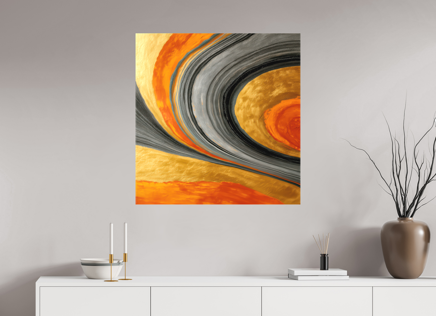 32 x 33.3″, Textile on Canvas Abstract Gold Geode 2