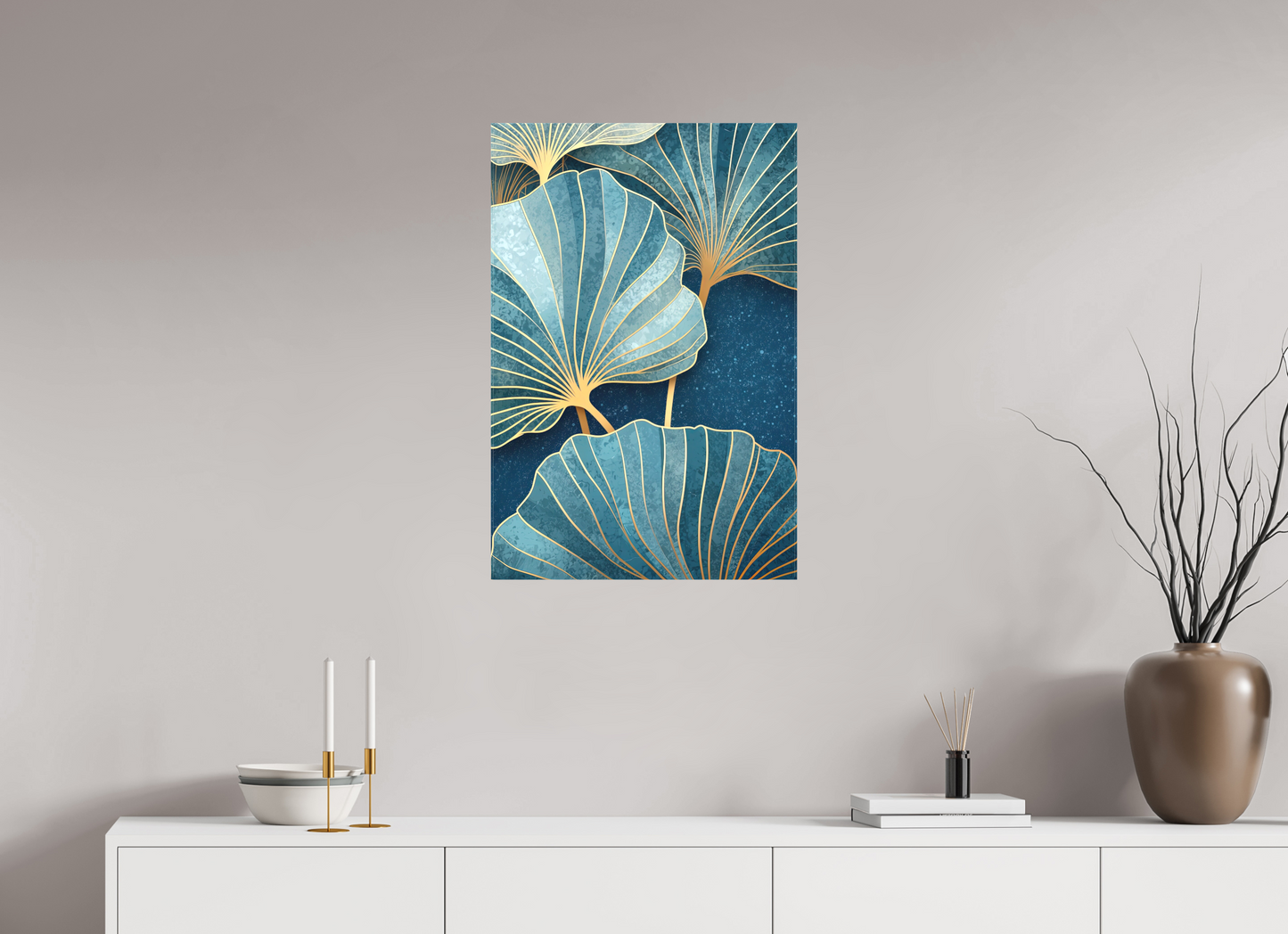 20 x 30″, Textile on Canvas Art Deco Flowers 2