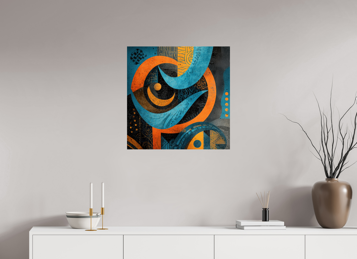 25 x 25″, Fine Art Print On Aluminum Dibond Abstract Tribal 2