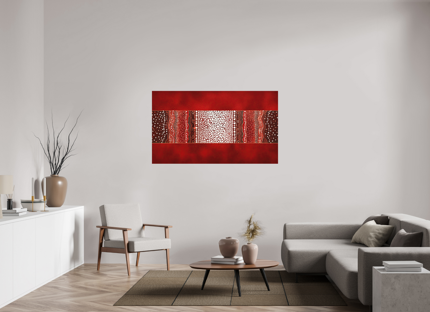 60.6 x 35″, Photo Print on Aluminum Backing Red Layers 1