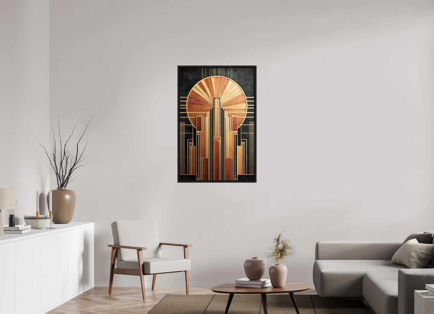 28 x 42.4″, Fine Art Print on Aluminum Dibond with Boarder Art Deco City 2