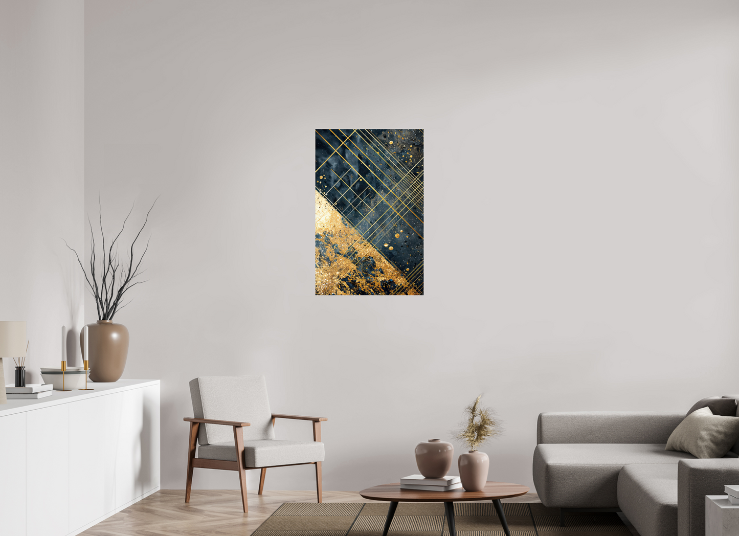 24 x 36.9″, Fine Art Print On Aluminum Dibond Art Deco Gold Lines