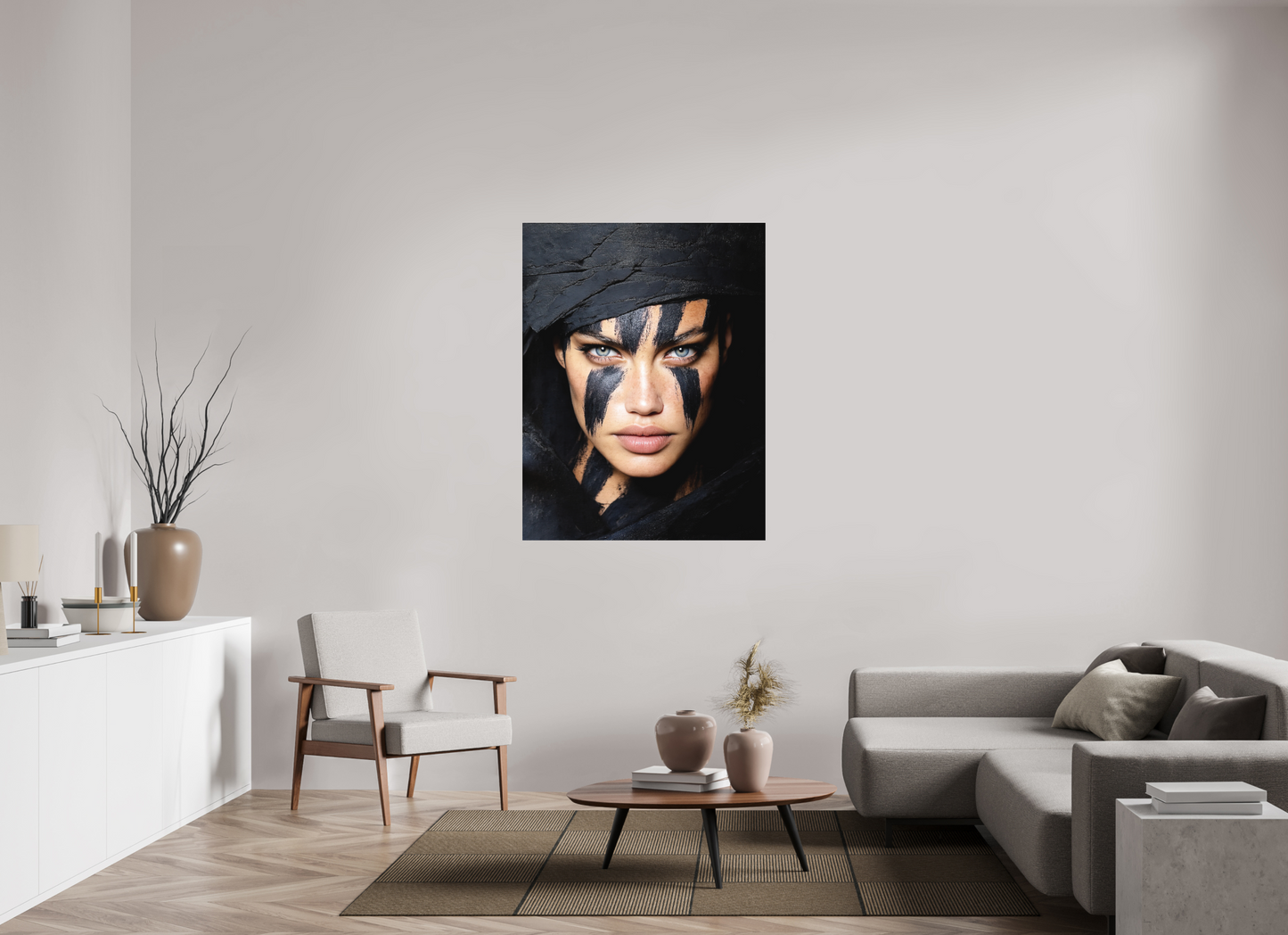 39 x 50.9″, Photo Print on Aluminum Backing Charcoal Woman