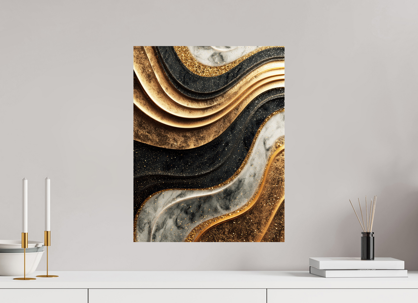 16 x 20.7″, Fine Art Print On Aluminum Dibond Gold Marble Swirl