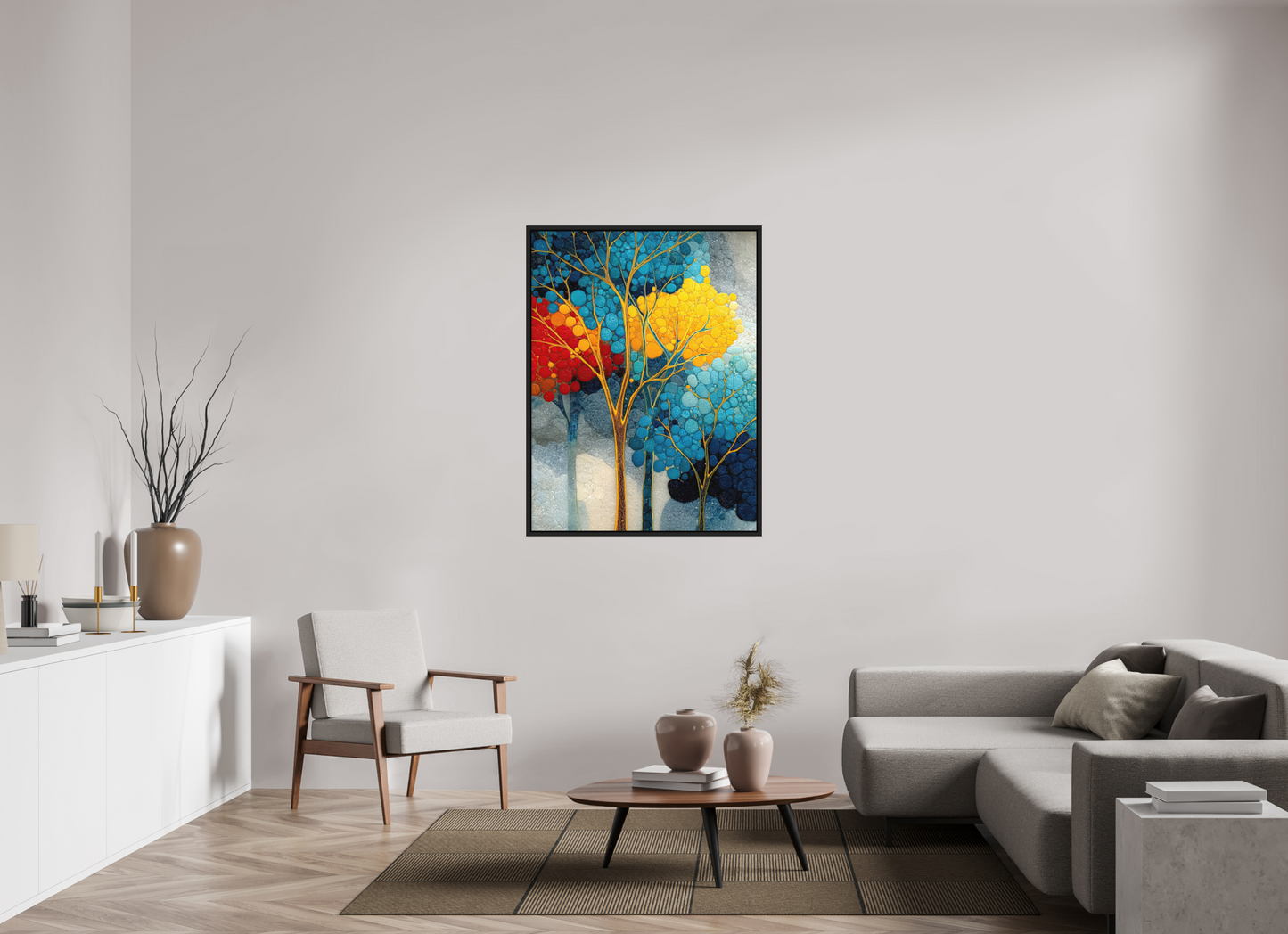 36 x 48″, Photo Print on Aluminum Backing with boarder City Trees