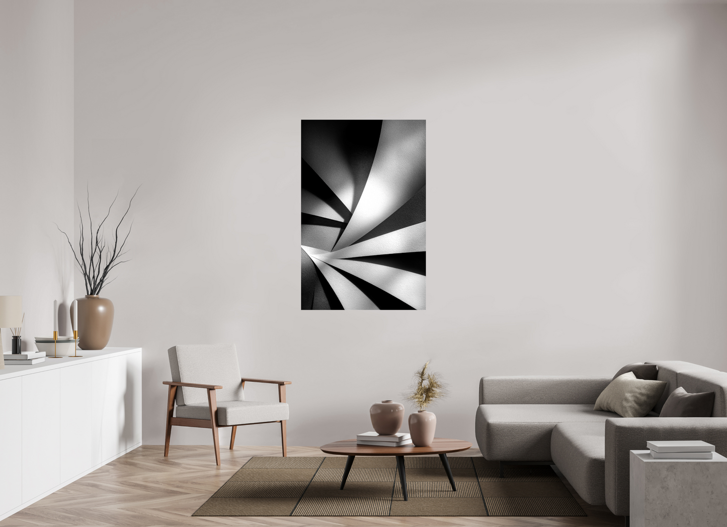 35 x 53.5″, Glossy Canvas Abstract B&W 2