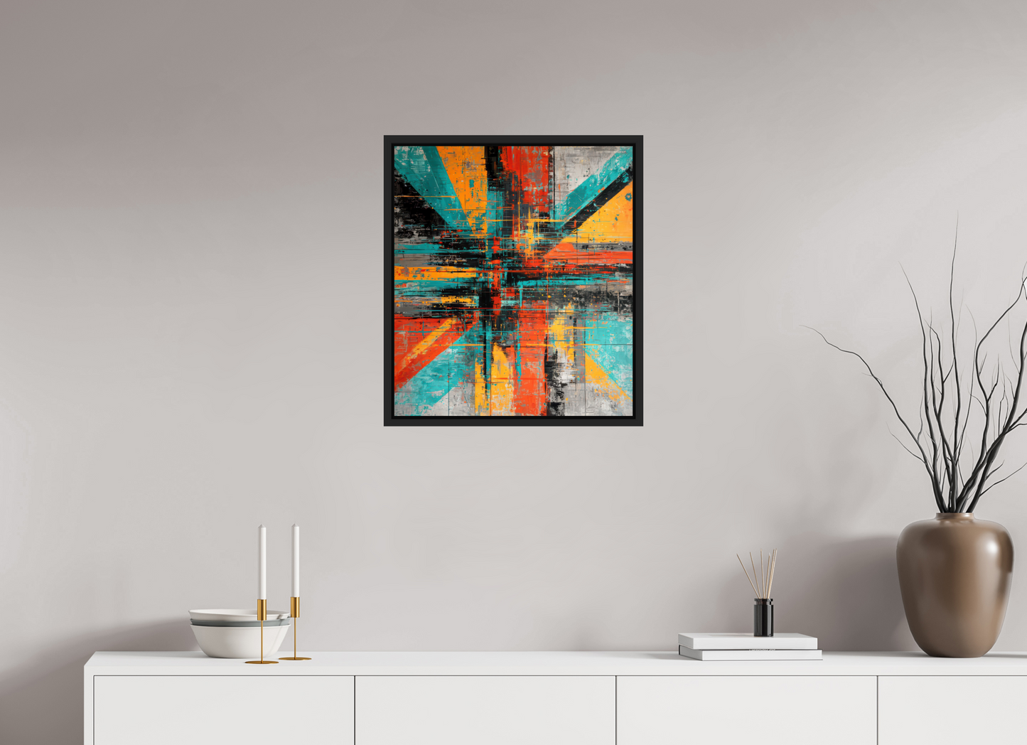 20 x 22.6″, Fine Art Print on Aluminum Dibond with Boarder Abstract Paint Lines
