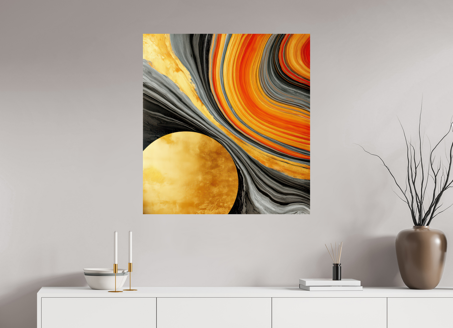 32 x 34.6″, Fine Art Print On Aluminum Dibond Abstract Gold Geode