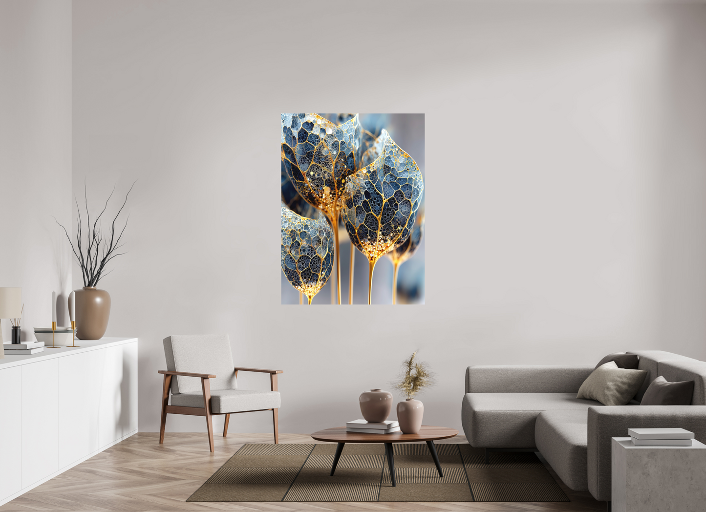 42 x 56″, Photo Print on Aluminum Backing Luxury Glass Flowers
