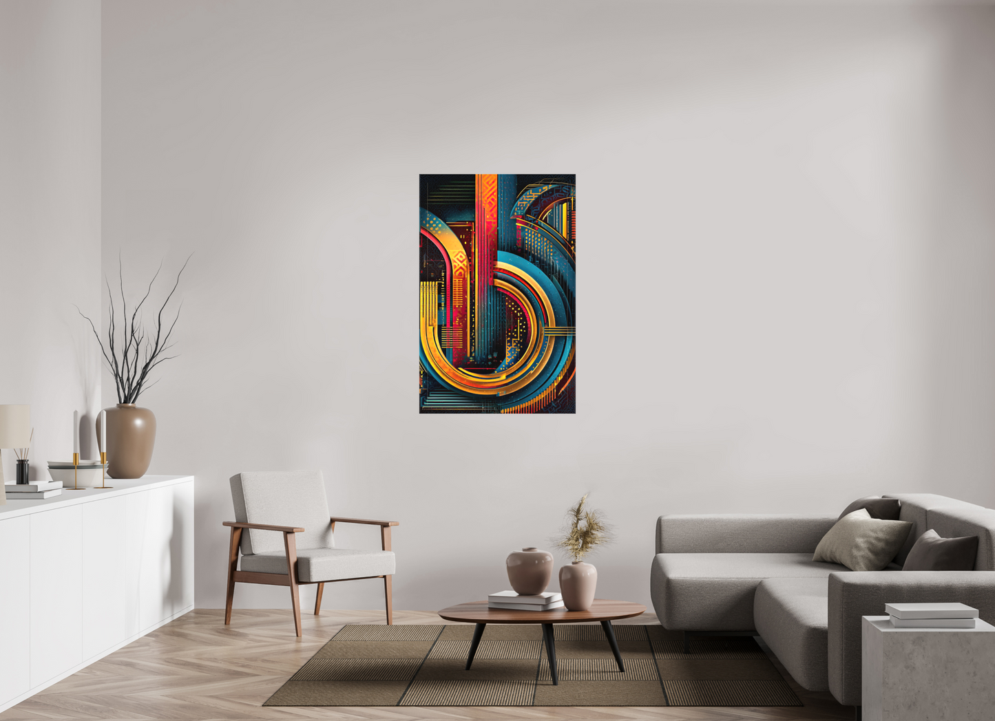 32 x 49.2″, Textile on Canvas Abstract Jazz