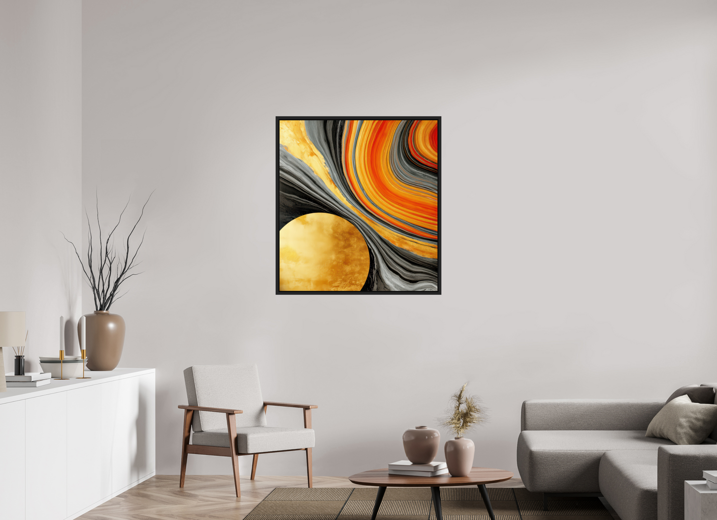 36 x 38.9″, Fine Art Print on Aluminum Dibond with Boarder Abstract Gold Geode