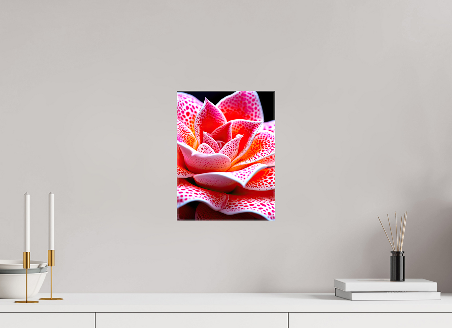 9 x 12″, Glossy Canvas Red Dot Flower