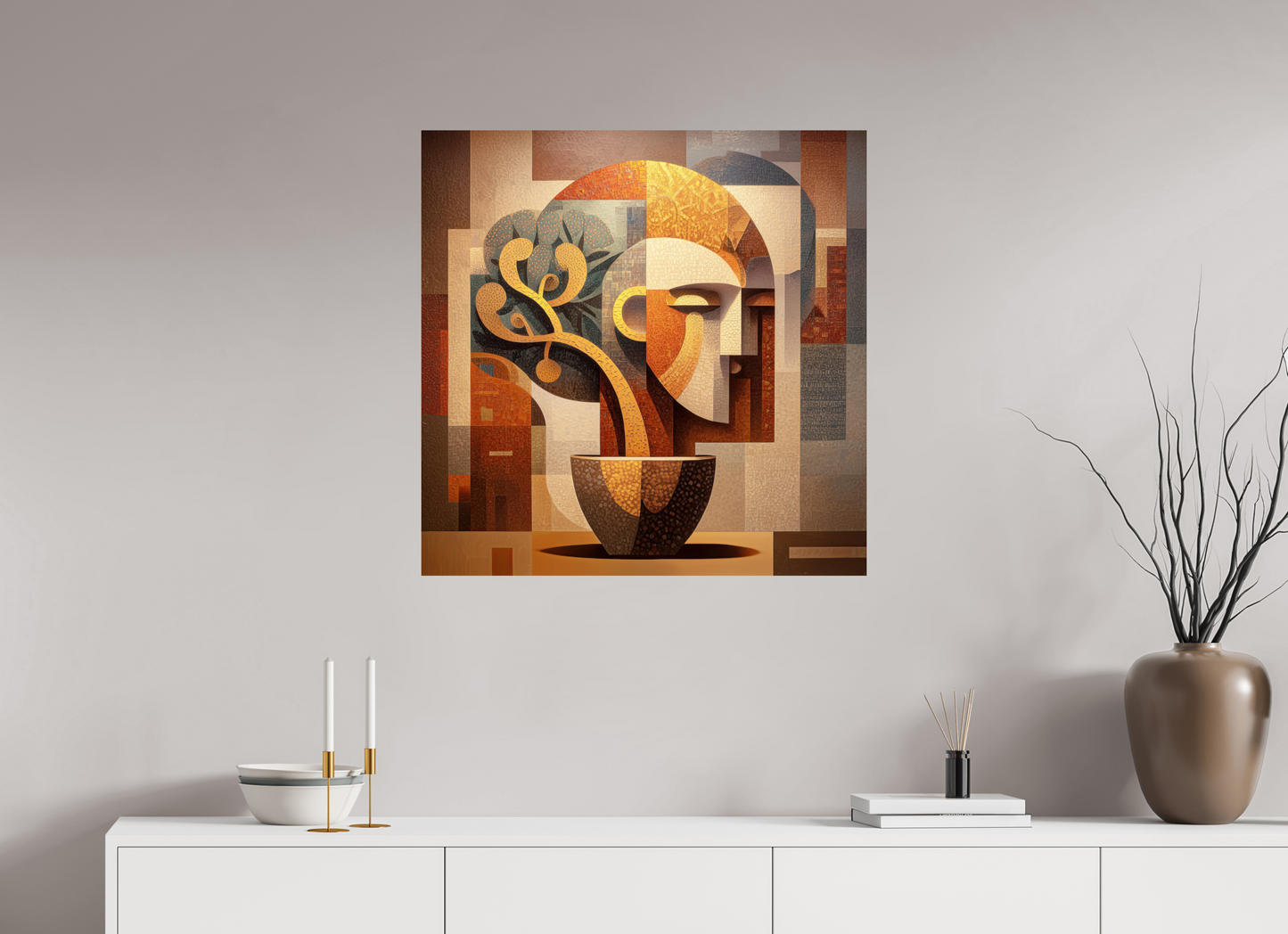 30 x 30″, Fine Art Print On Aluminum Dibond Abstract Pot Head