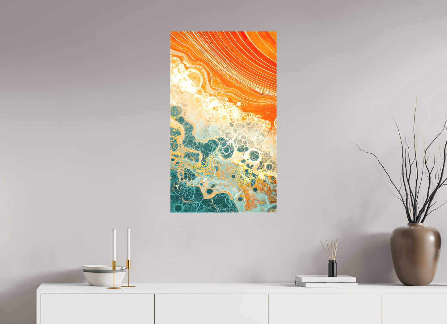 20 x 34.4″, Textile on Canvas Abstract Desert Beach