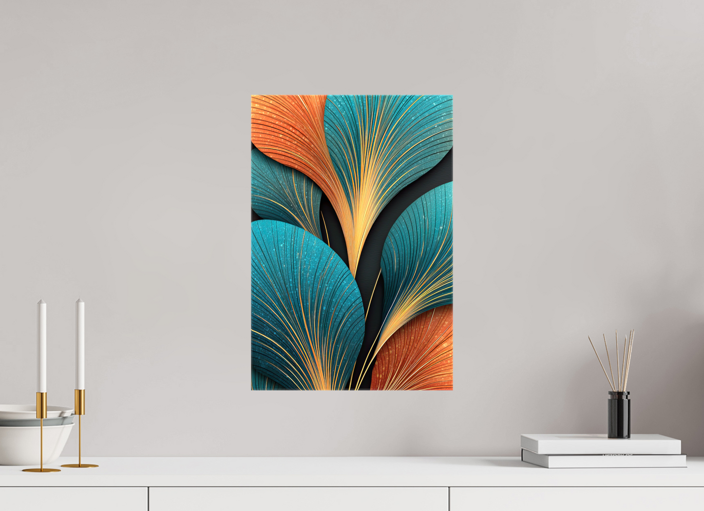 12 x 17.7″, Glossy Canvas Art Deco Flowers