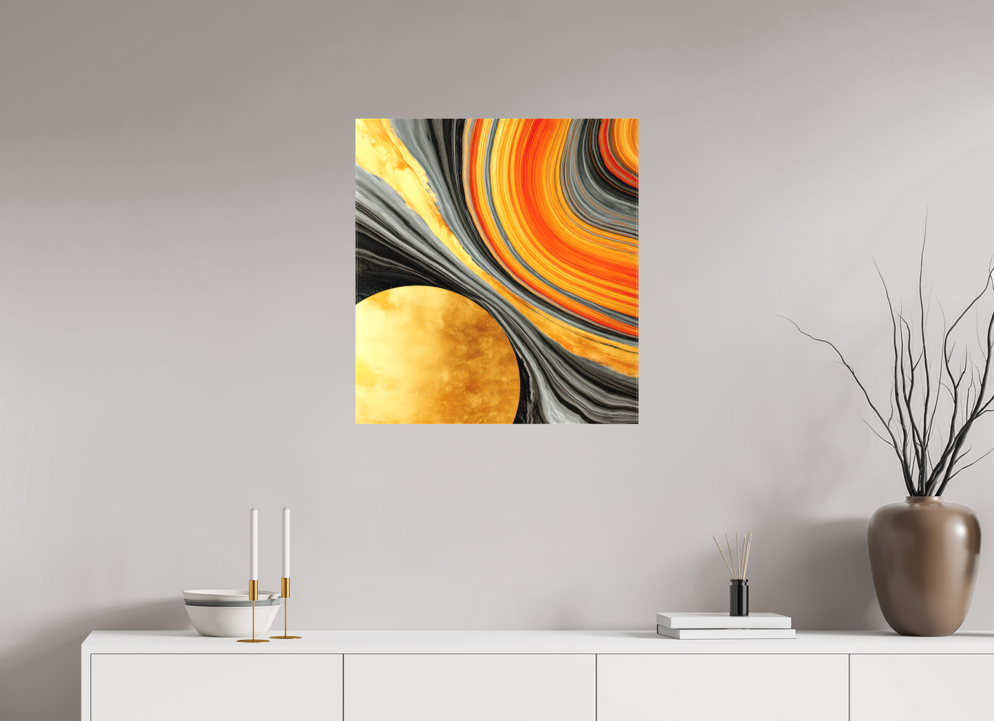 24 x 25.9″, Textile on Canvas Abstract Gold Geode