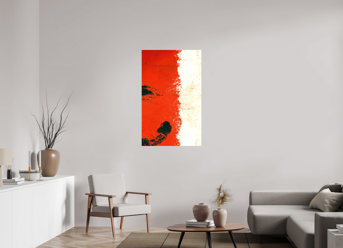 28 x 45.4″, Glossy Canvas Abstract Paint Brush Circle Right