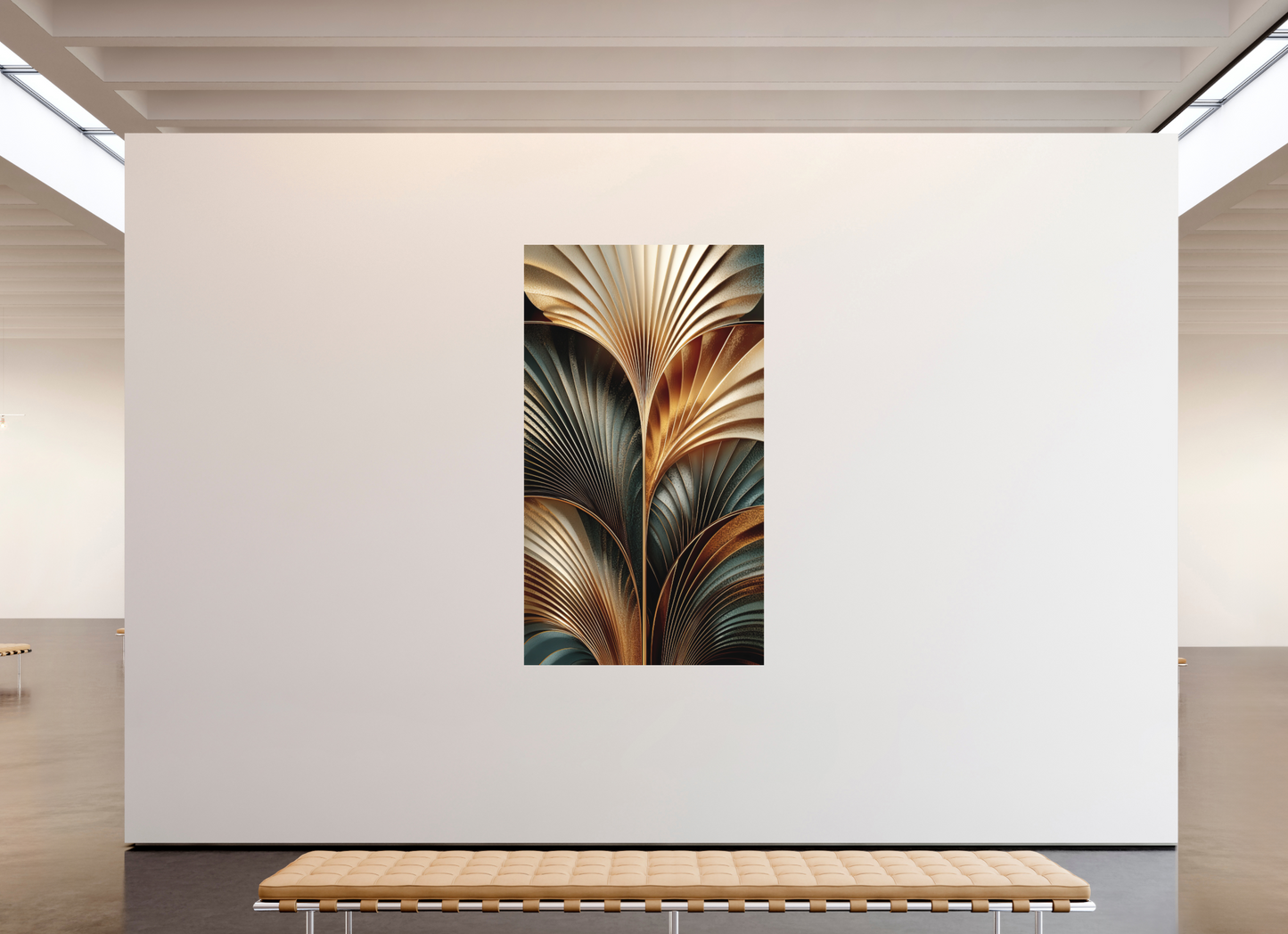 47 x 82.4″, Photo Print on Aluminum Backing Art Deco Leaves 3