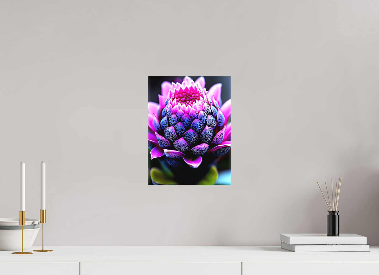 9 x 12″, Textile on Canvas Pink Bud Flower