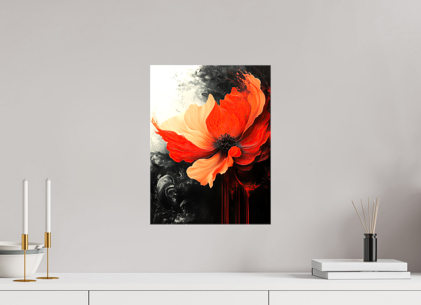 12 x 16″, Glossy Canvas Red Flower