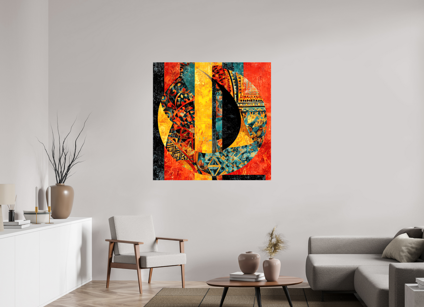 45 x 45″, Glossy Canvas Tribal Circle 2