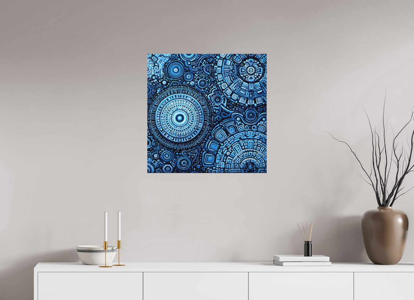 25 x 25″, Photo Print on Aluminum Backing Ancient Blue