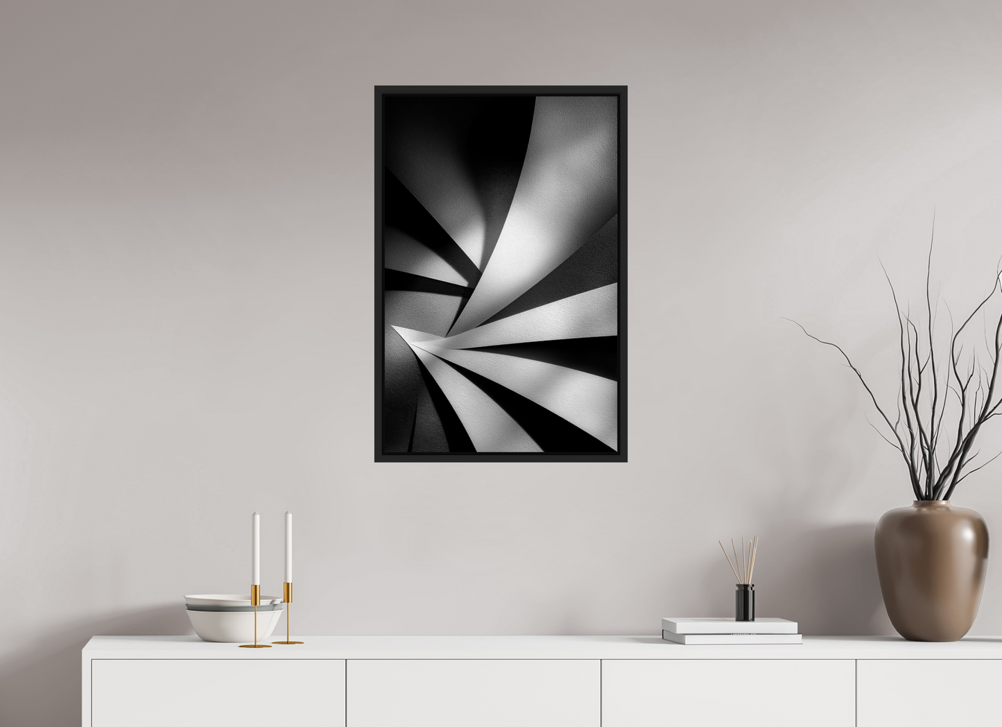 20 x 30.6″, Fine Art Print on Aluminum Dibond with Boarder Abstract B&W 2