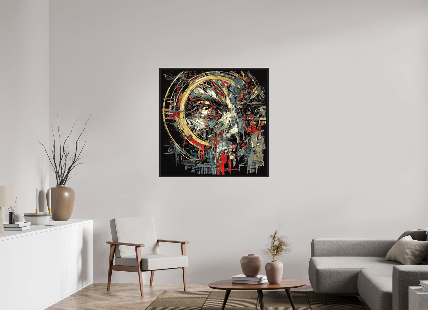 40 x 40″, Fine Art Print on Aluminum Dibond with Boarder Abstract Male Eye