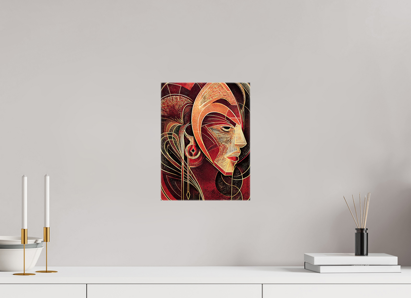 9 x 12″, Glossy Canvas Art Deco Face