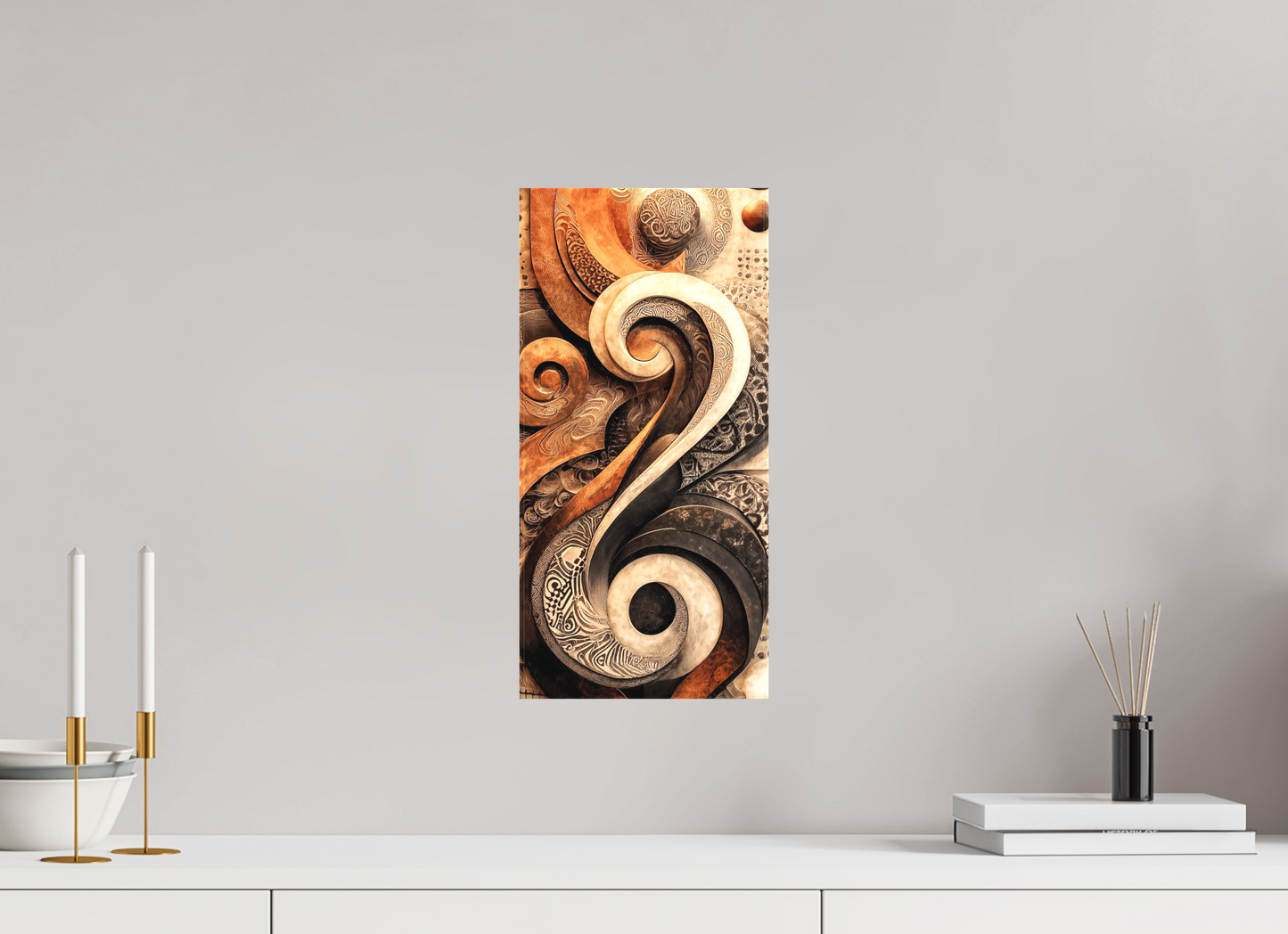 8 x 16.7″, Textile on Canvas Abstract Shapes 2