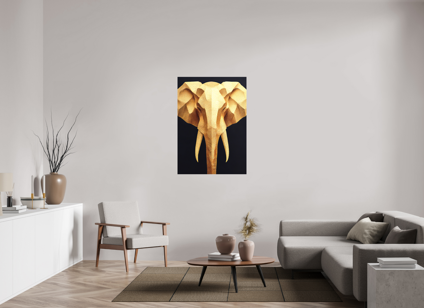 ISO A0 (84,1 x 118,9 cm), Textile on Canvas Gold Elephant