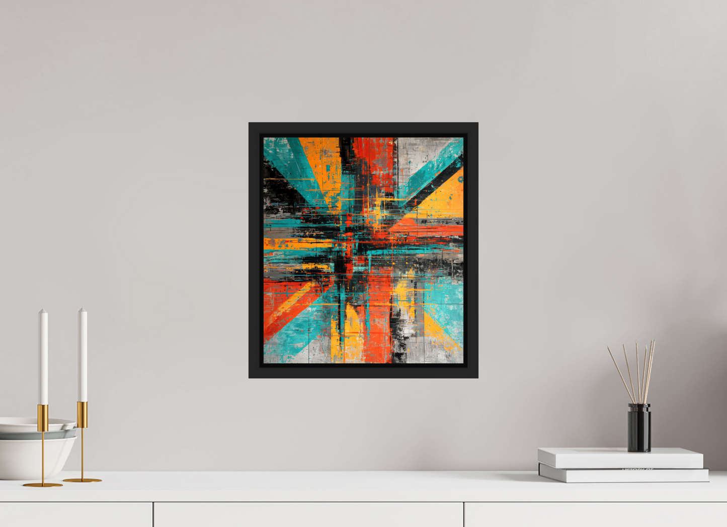 12 x 13.6″, Fine Art Print on Aluminum Dibond with Boarder Abstract Paint Lines