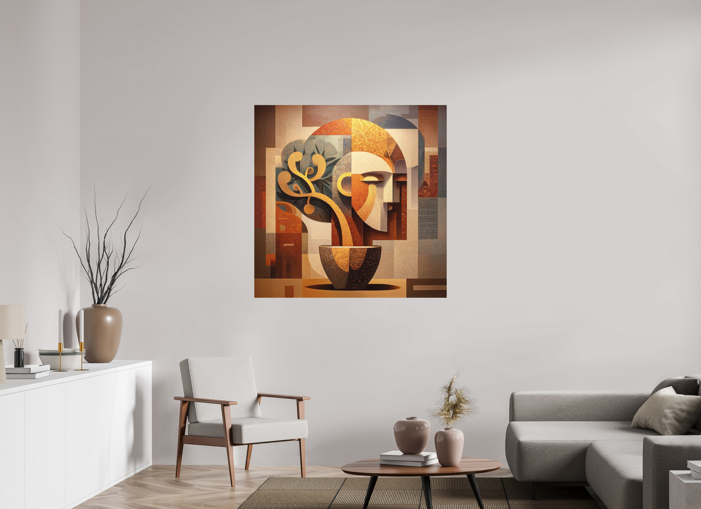 45 x 45″, Photo Print on Aluminum Backing Abstract Pot Head