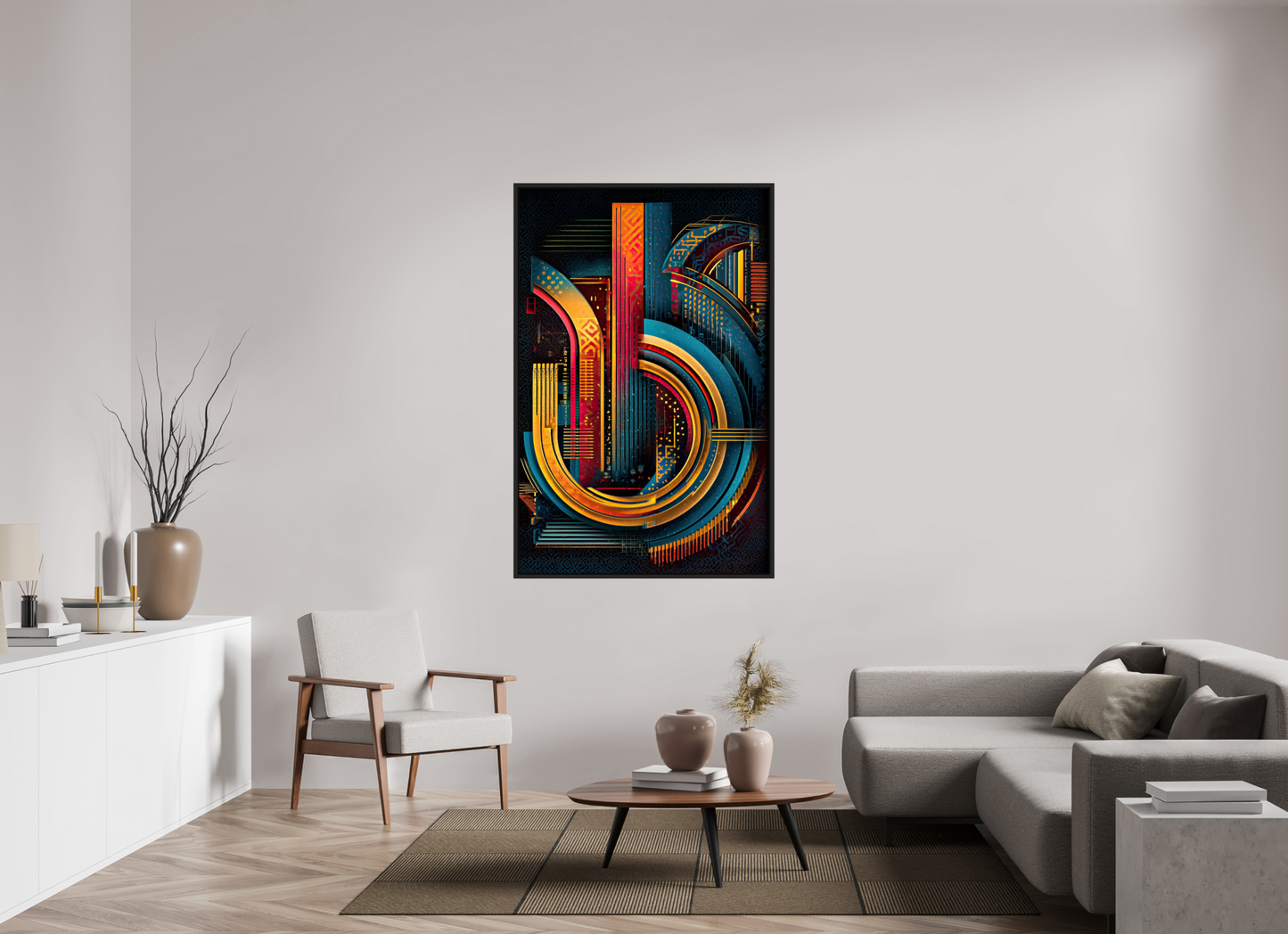 40 x 61.5″, Fine Art Print on Aluminum Dibond with Boarder Abstract Jazz