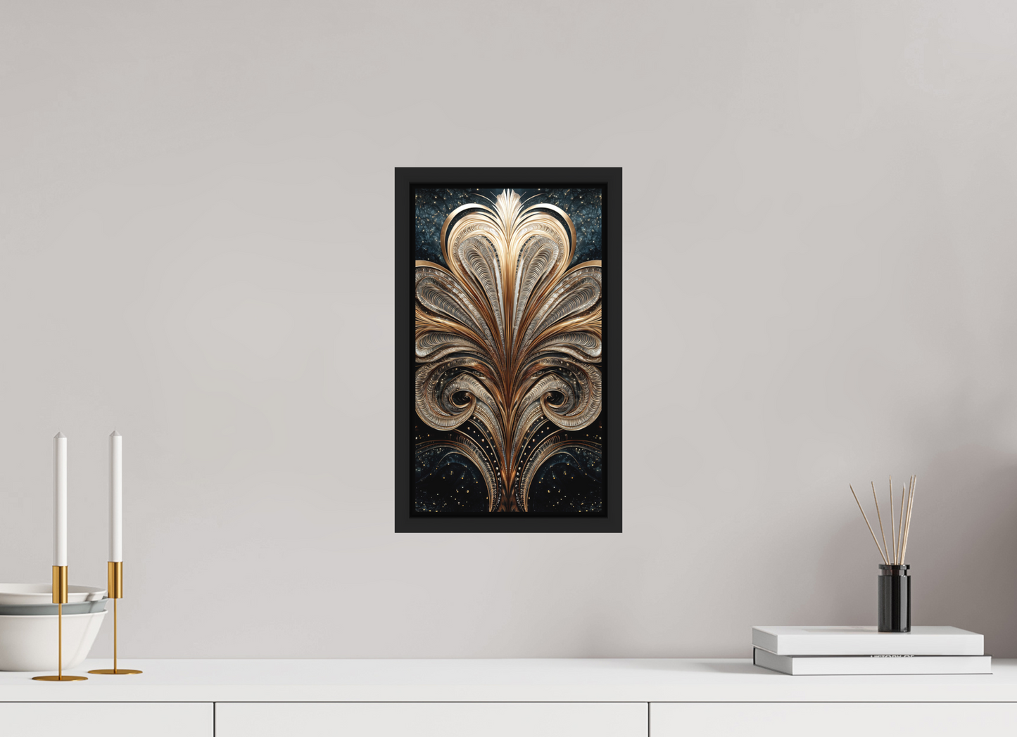 8 x 13.9″, Photo Print on Aluminum Backing with boarder Art Deco Abstract Flower 2