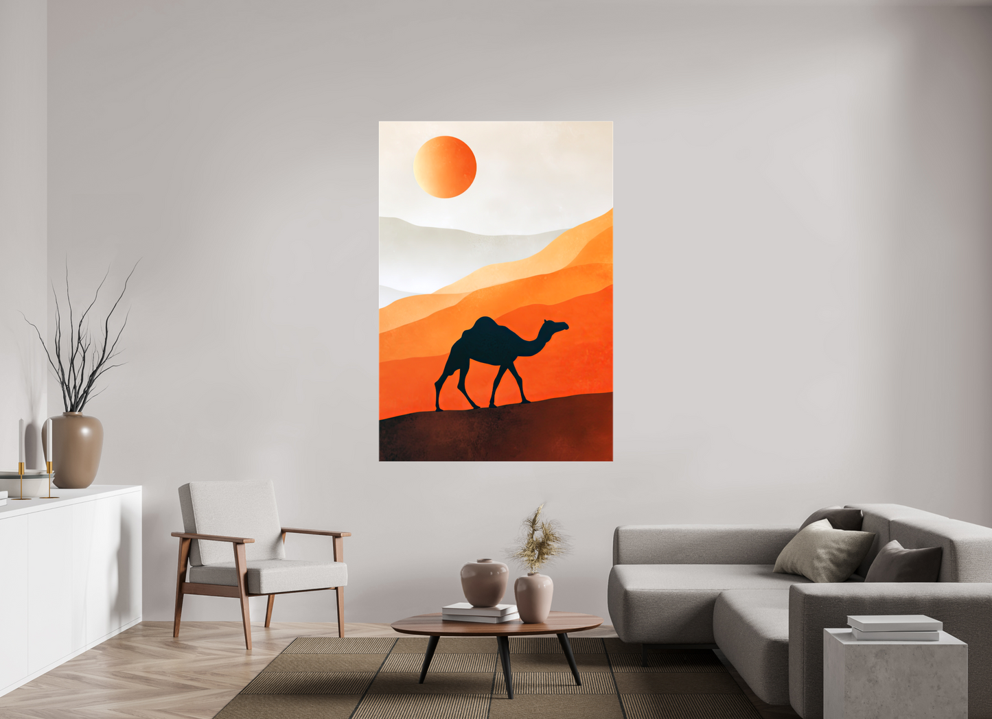 47 x 68.5″, Glossy Canvas Camel