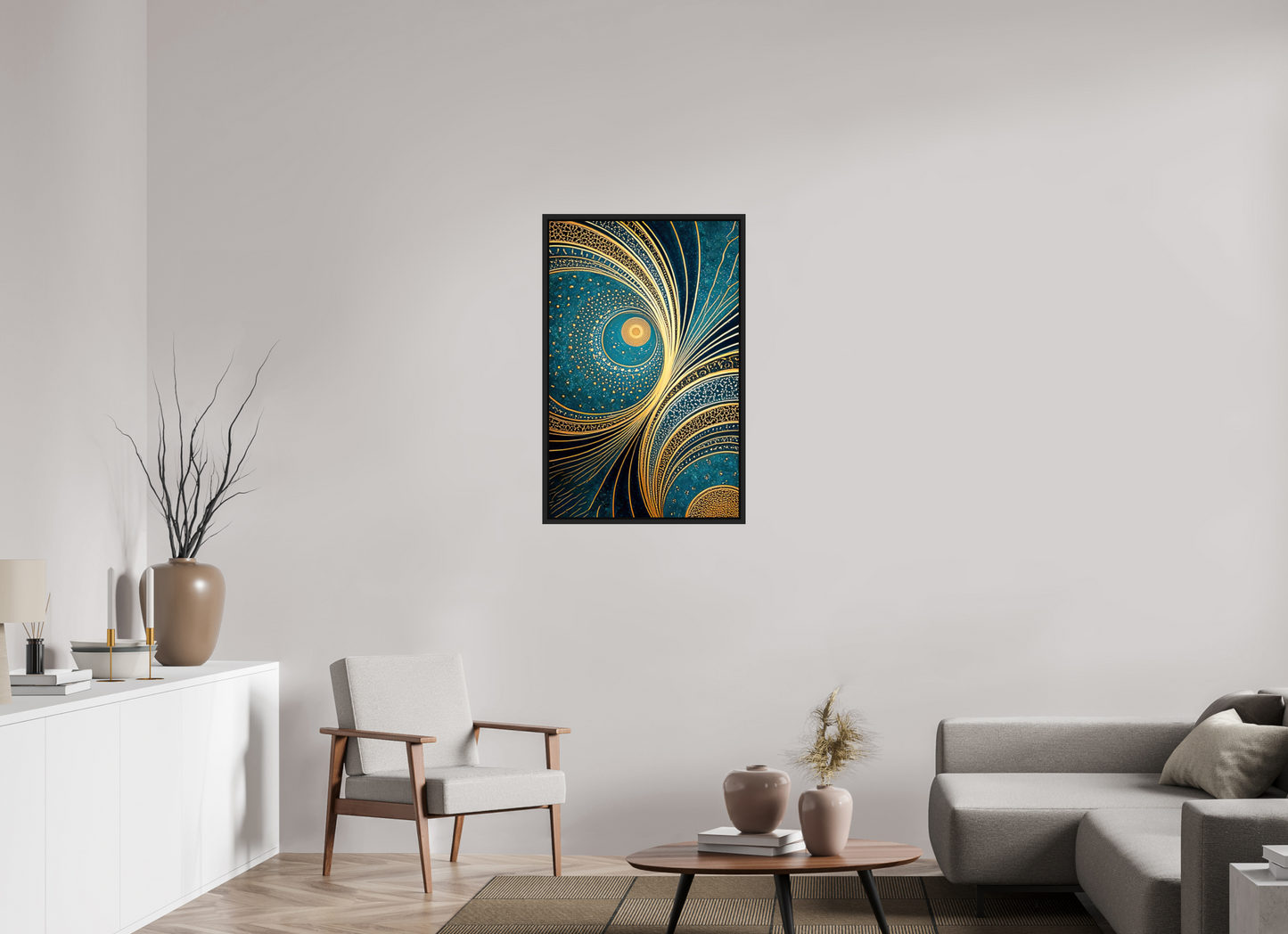 24 x 37.6″, Fine Art Print on Aluminum Dibond with Boarder Art Deco Teal 3