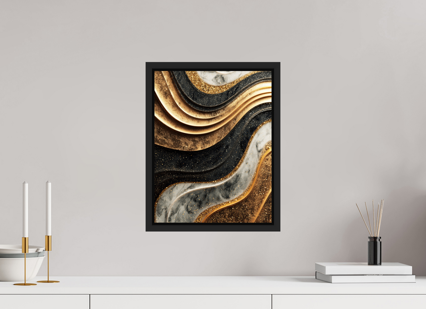 12 x 15.6″, Fine Art Print on Aluminum Dibond with Boarder Gold Marble Swirl