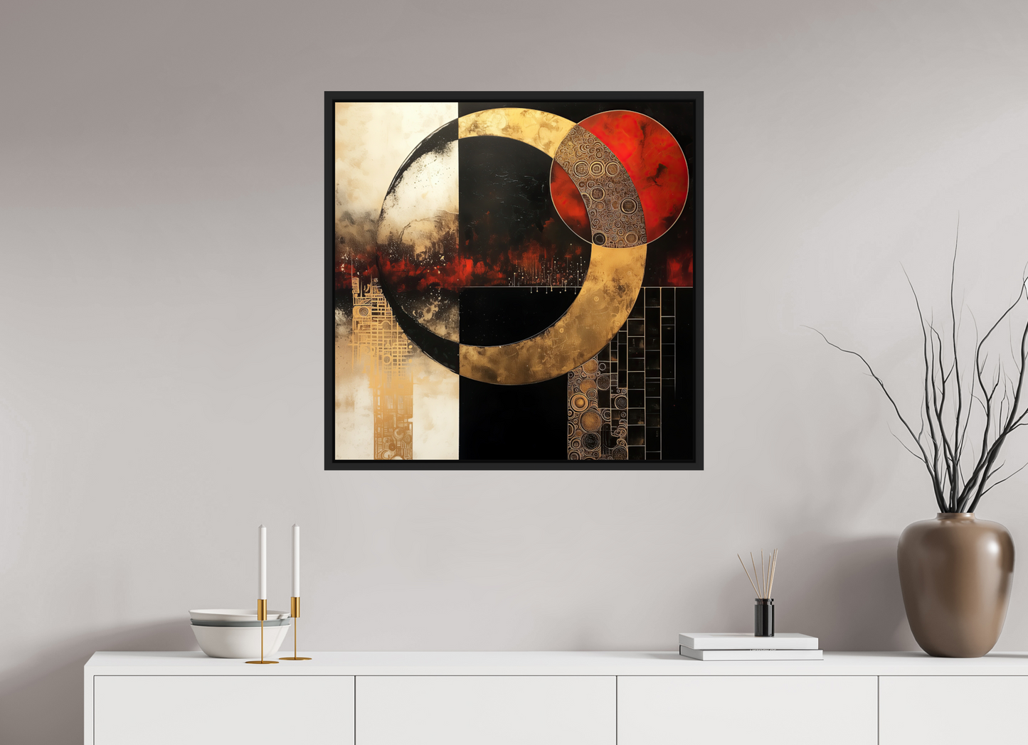 30 x 30″, Fine Art Print on Aluminum Dibond with Boarder Gold Blood Moon