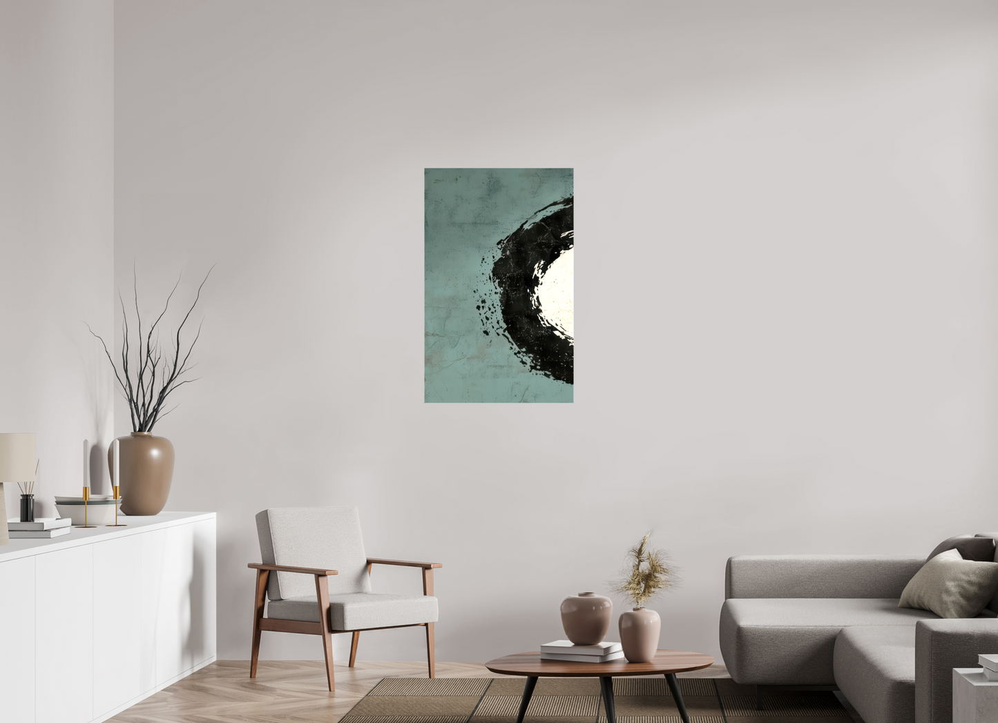 24 x 38″, Glossy Canvas Abstract Paint Brush Circle Left