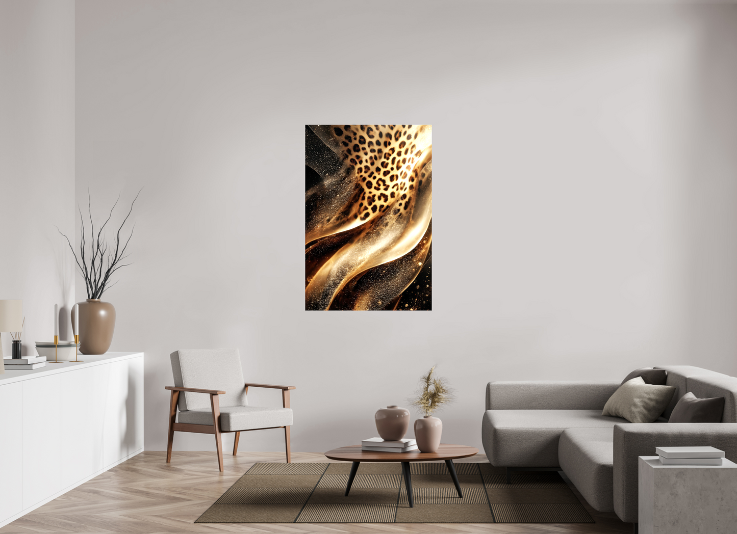 35 x 51.6″, Glossy Canvas Leopard Swirl