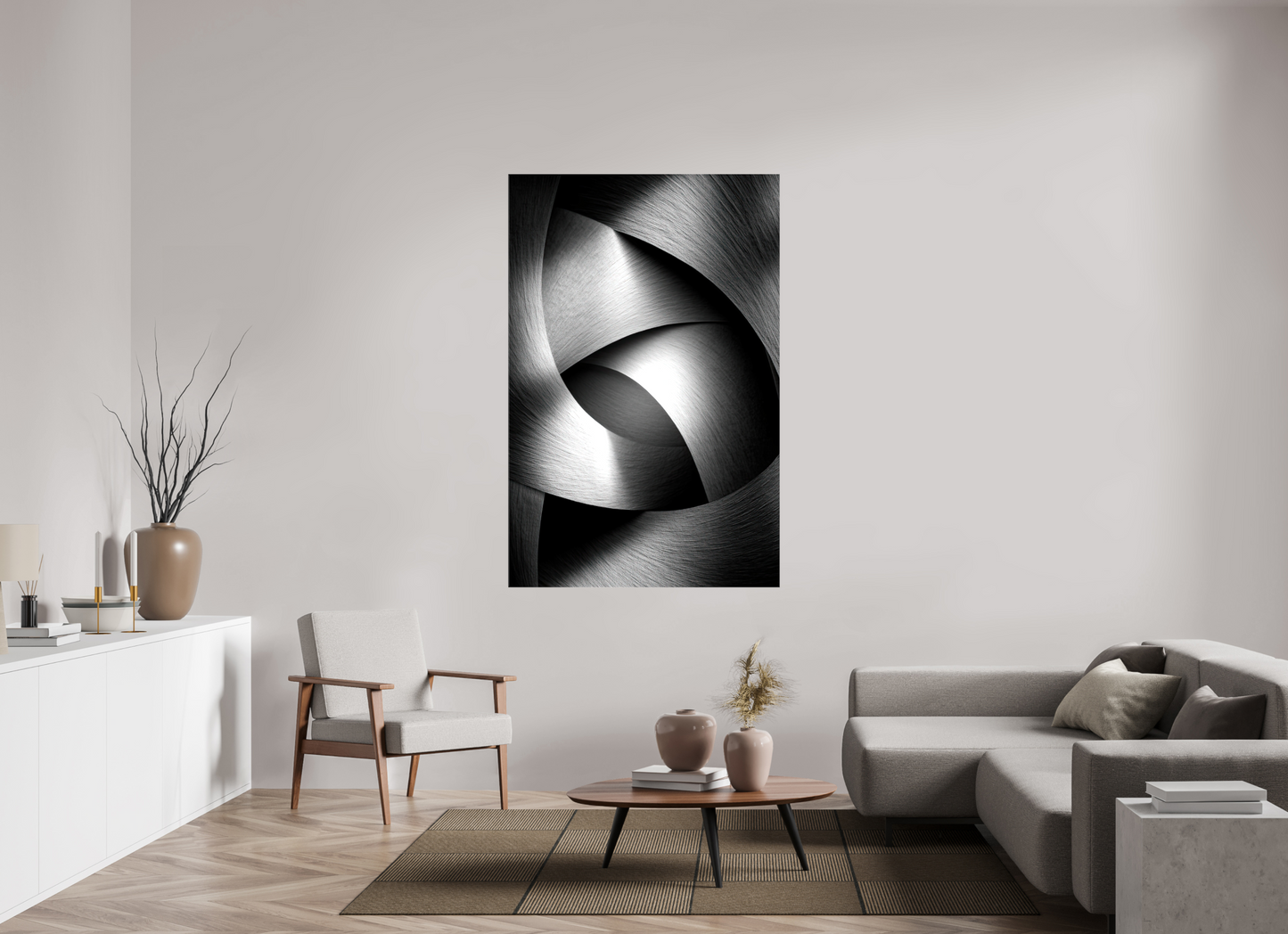 43 x 65.7″, Glossy Canvas Abstract B&W 4