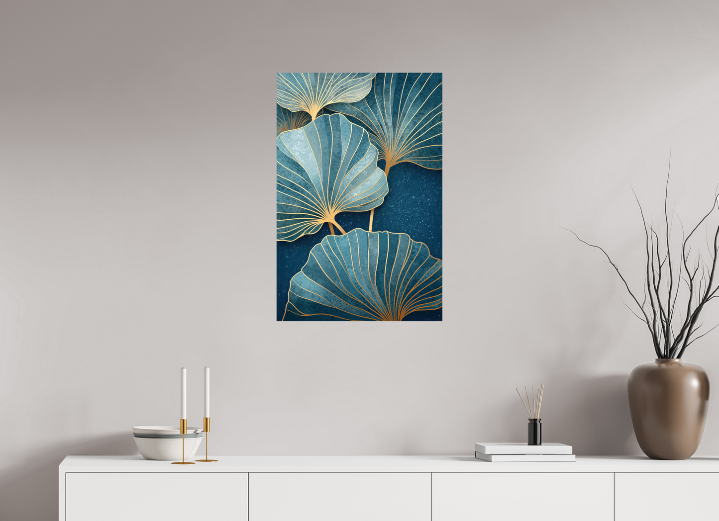 20 x 30″, Fine Art Print On Aluminum Dibond Art Deco Flowers 2
