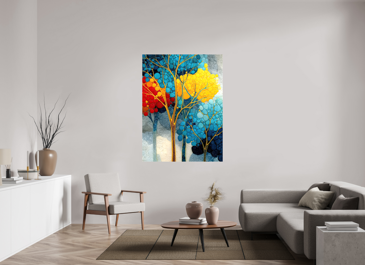 45 x 60″, Glossy Canvas City Trees