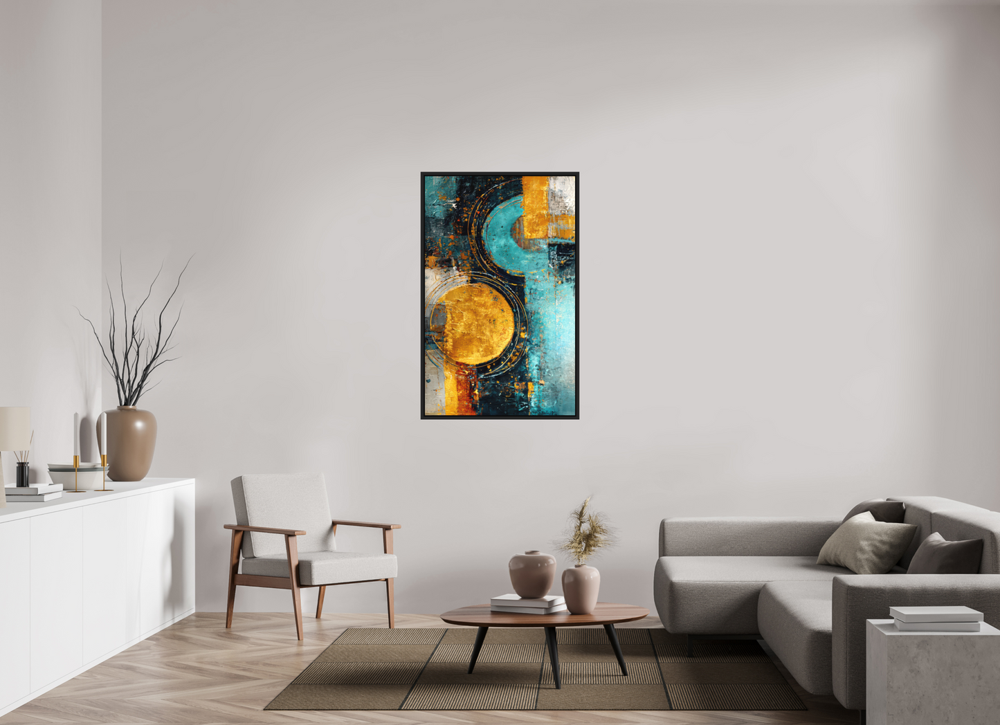 31 x 49.3″, Photo Print on Aluminum Backing with boarder Abstract Gold Paint 2