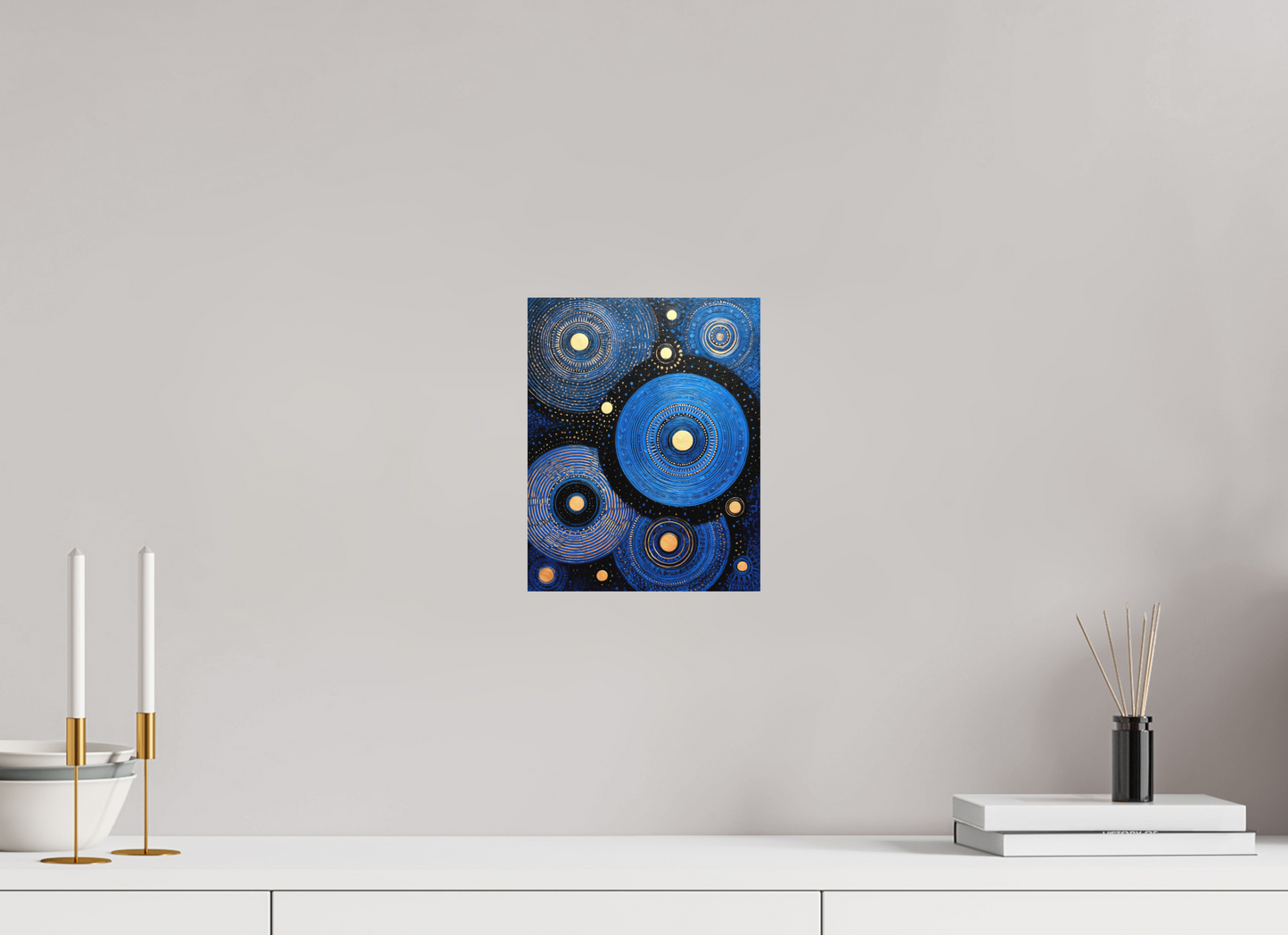 8 x 10.1″, Photo Print on Aluminum Backing Blue Circles
