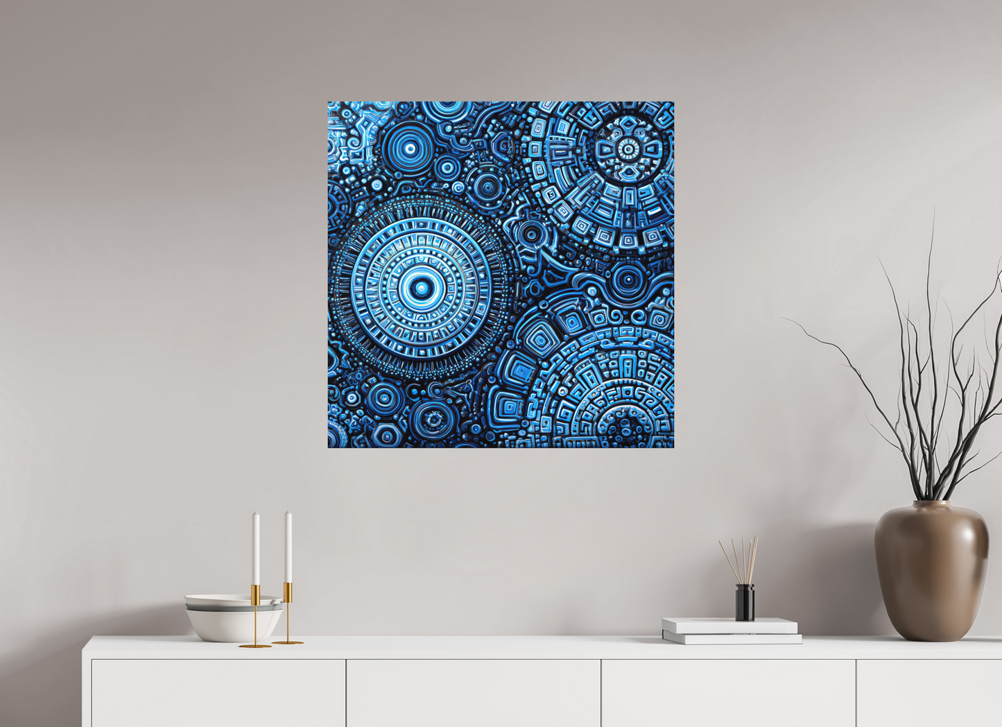 30 x 30″, Photo Print on Aluminum Backing Ancient Blue